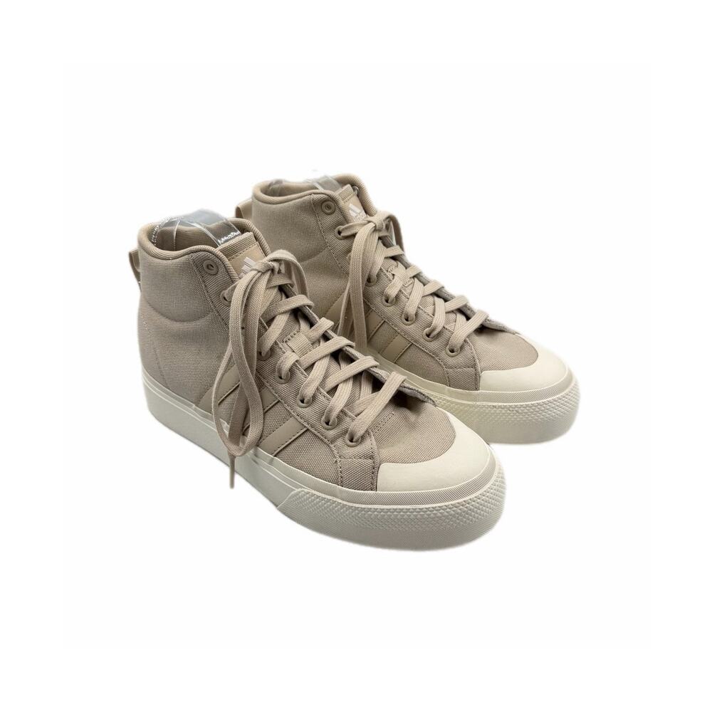 Adidas Women's Bravada 2.0 Mid Platform Beige Canvas High Top Casual Sneakers